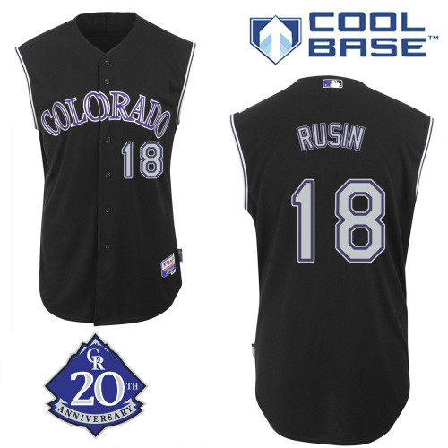Chris Rusin #18 mlb Jersey-Colorado Rockies Women's Authentic Alternate 2 Black Baseball Jersey